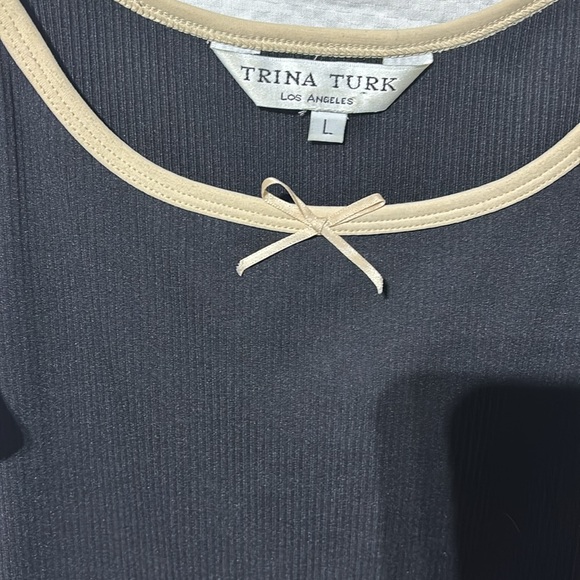 Trina Turk L black tan spaghetti strap cami nylon Lycra blend euc vintage 90’s - Picture 3 of 6